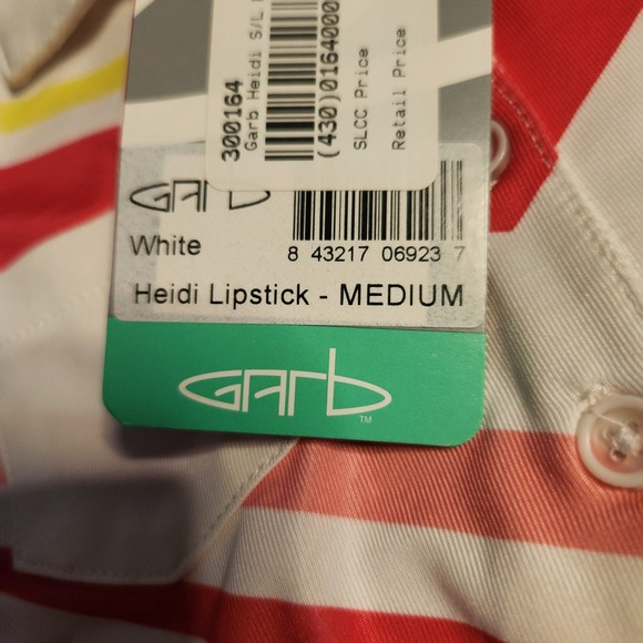 Garb Golf Polo Shirt Sleeveless Striped‎ Athletic Top White Pink Girls Medium - Picture 5 of 10